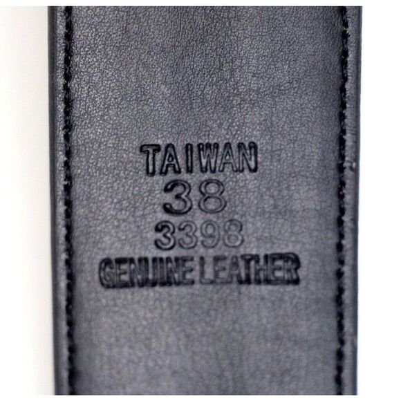 CLASSIC STYLE BLACK GENUINE LEATHER 1 3/8"Wd CASUAL DRESS MEN'S BELT Sz 38 (T13 - Picture 8 of 13